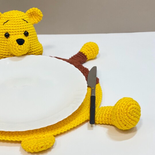 Crochet Pattern Pooh Bear Placemat for Baby Table Decor