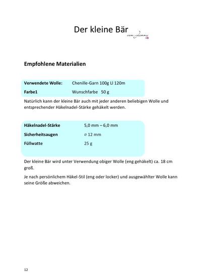 Den kleinen Bären häkeln – ausführliche Amigurumi Häkelanleitung (PDF)