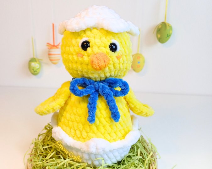 Crochet Pattern: No Sew Baby Chick in Egg Plush Toy - Beginner-Friendly
