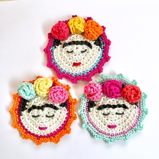 Crochet Pattern Can Covers "Mexican Beauty" applique + russian doll patch