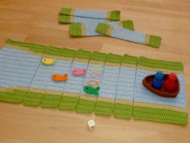 Häkelanleitung "Das Anglerspiel", Farbwürfelspiel, Lernspiel