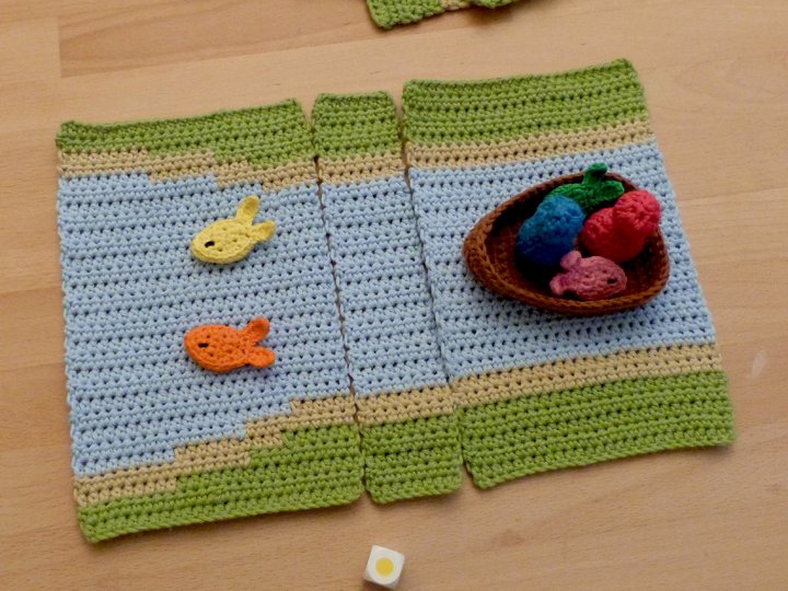 Häkelanleitung "Das Anglerspiel", Farbwürfelspiel, Lernspiel