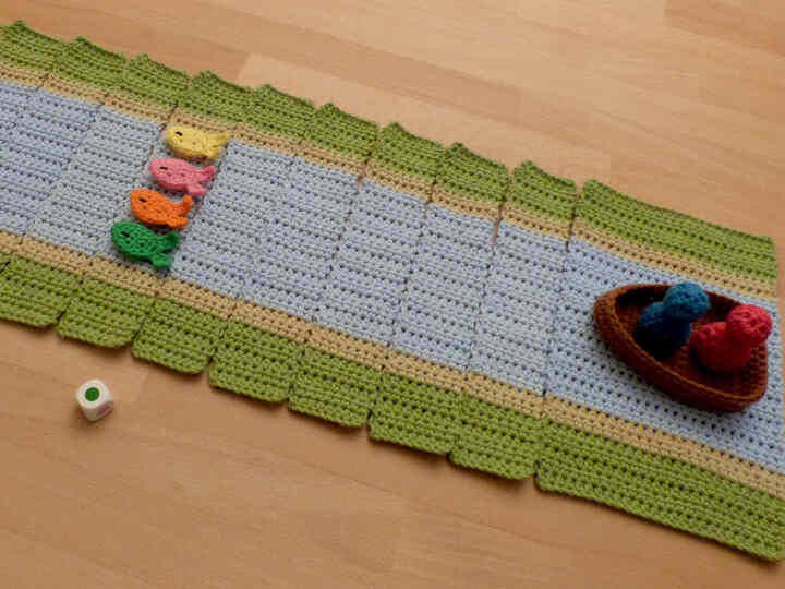 Häkelanleitung "Das Anglerspiel", Farbwürfelspiel, Lernspiel