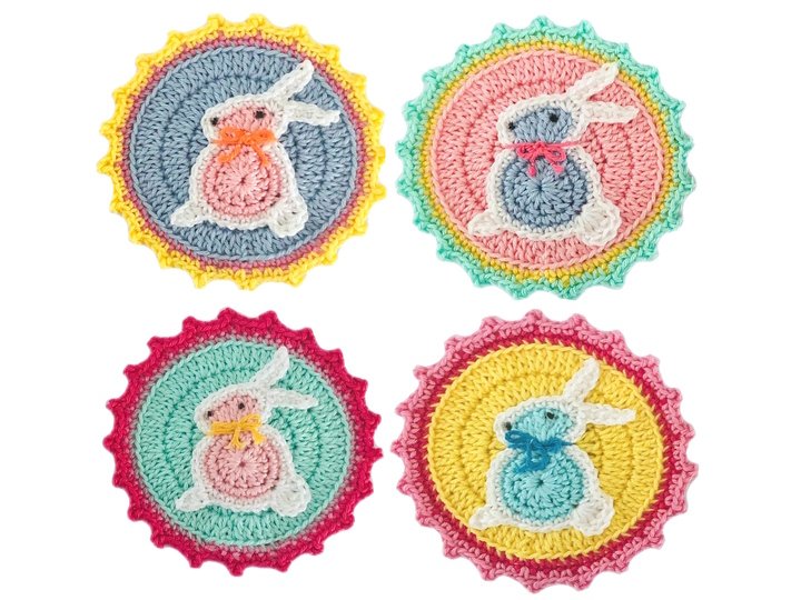 Crochet Pattern Easter Bunny patch appliqué, cute Easter decoration idea