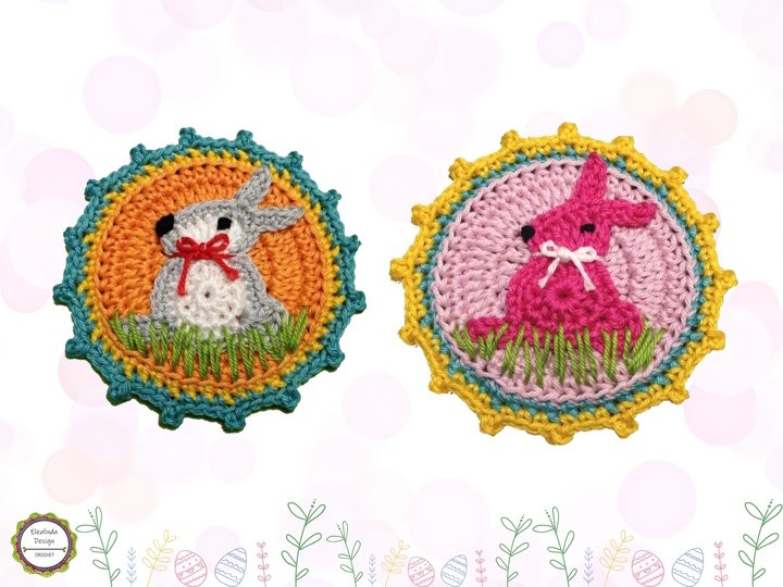 Crochet Pattern Easter Bunny patch appliqué, cute Easter decoration idea