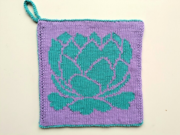 "Indian Love" - Double sided knitting pattern for potholders / dischloths