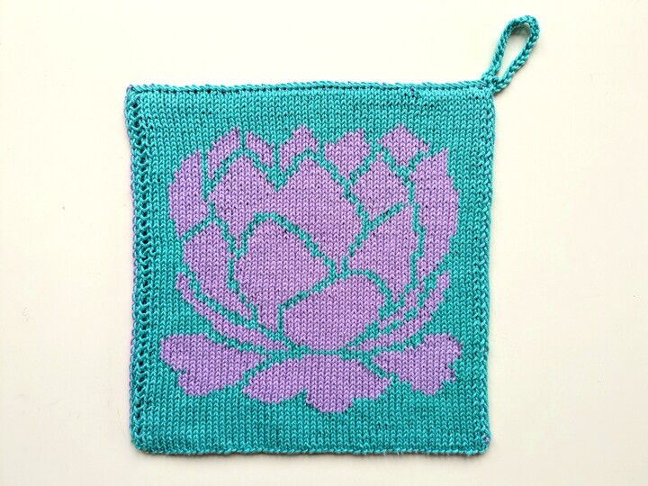 "Indian Love" - Double sided knitting pattern for potholders / dischloths