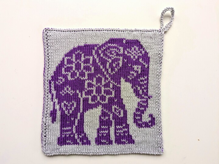 "Indian Love" - Double sided knitting pattern for potholders / dischloths
