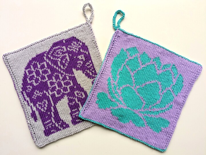 "Indian Love" - Doubleface Strickanleitung für Topflappen, Spültücher