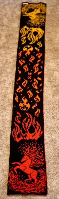 Knitting patterns double-face scarf (women and men) "Fire Horse" - Image 8