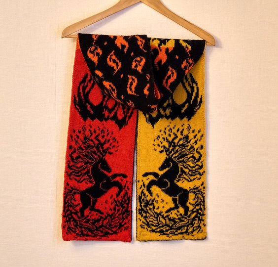 Strickanleitung Doubleface-Schal (Damen&Herren) "Feuerpferd"