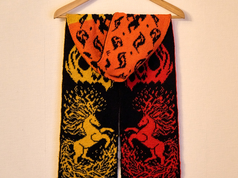 Strickanleitung Doubleface-Schal (Damen&Herren) "Feuerpferd"