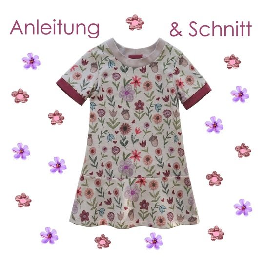 Schnitt und Anleitung sportliches Skaterkleid mit Bündchen Gr.80 bis 140