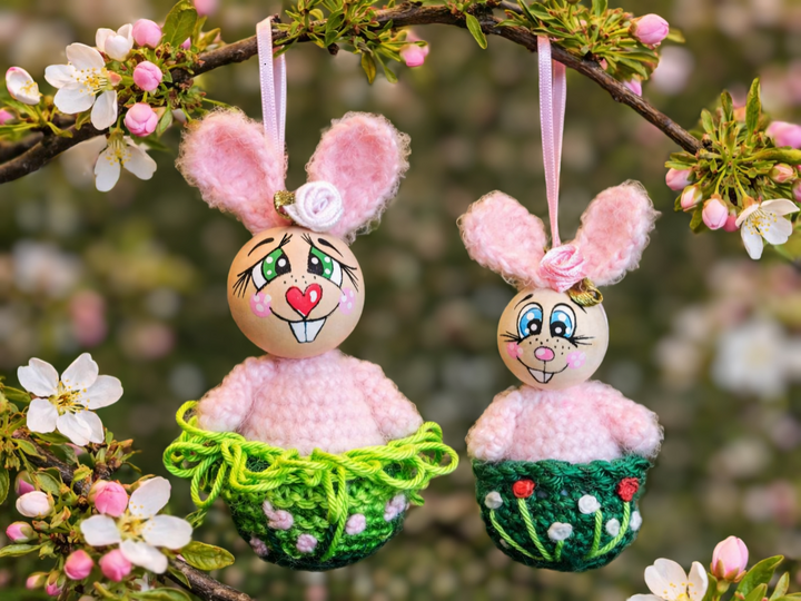 Sparset Schaf und Hase je 2 Größen Frühling Ostern Deko Variante Holzkugel