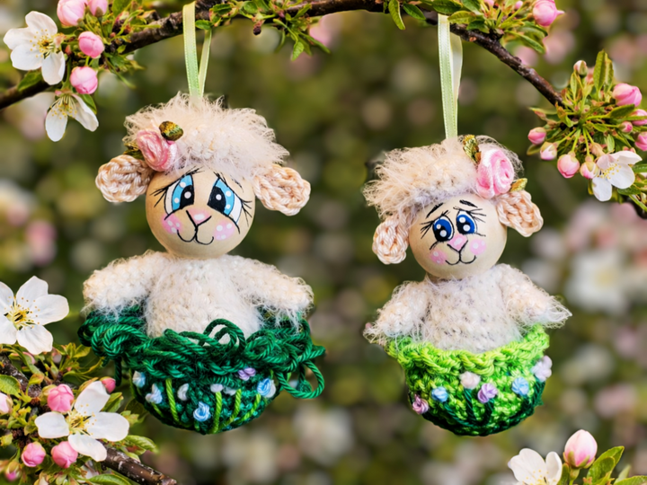 Sparset Schaf und Hase je 2 Größen Frühling Ostern Deko Variante Holzkugel