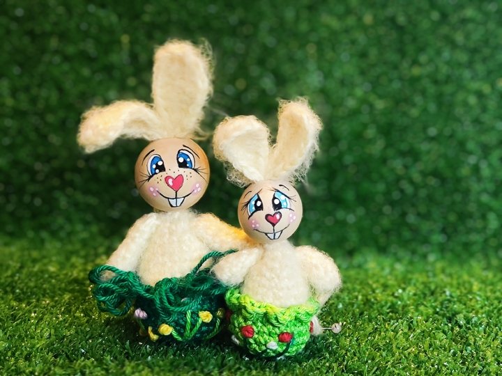 Sparset Schaf und Hase je 2 Größen Frühling Ostern Deko Variante Holzkugel