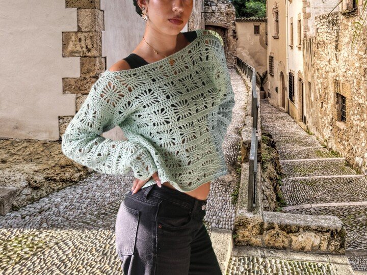 Liveas Crocheted Shirt, Summer Shirt Festival Shirt No. 016