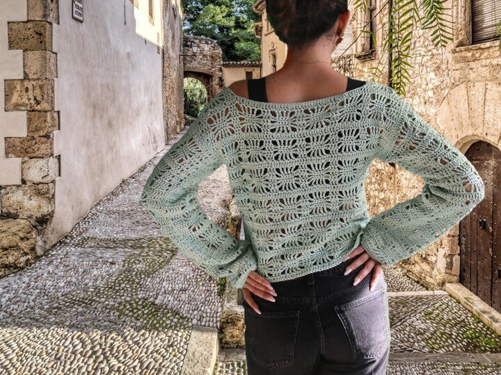 Liveas Gehäkeltes Shirt, Sommer Shirt Festival Shirt No. 016