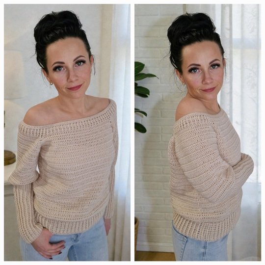 PDF Häkelanleitung Pullover "Relaxy Chic" Raglan von oben Größe S bis XXL