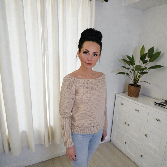 PDF Häkelanleitung Pullover "Relaxy Chic" Raglan von oben Größe S bis XXL