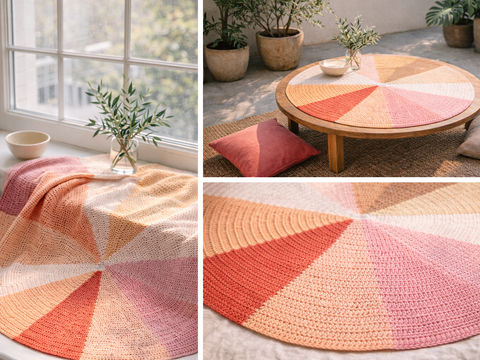 Häkelanleitung für eine runde Tischdecke/Untersetzer/Platzset "12 Farben".