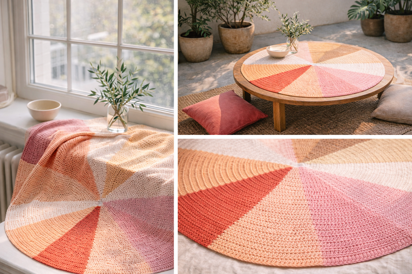 Häkelanleitung für eine runde Tischdecke/Untersetzer/Platzset "12 Farben".