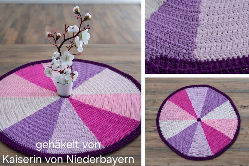 Häkelanleitung für eine runde Tischdecke/Untersetzer/Platzset "12 Farben".