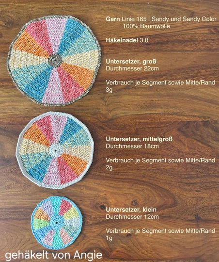 Häkelanleitung für eine runde Tischdecke/Untersetzer/Platzset "12 Farben".