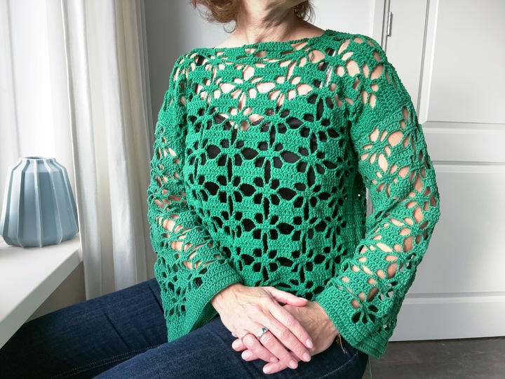 Blumen Pullover Marrakesch – Häkelanleitung