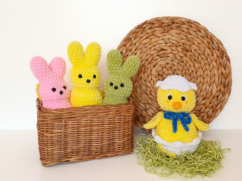 Easter Crochet Pattern: Mini Bunny & Chick in Egg (No Sew, For Beginners)