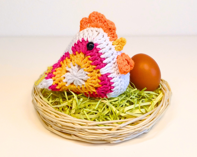 Crochet Pattern Bundle: Granny Square Chicken, Easter Bunny Basket & Eggs