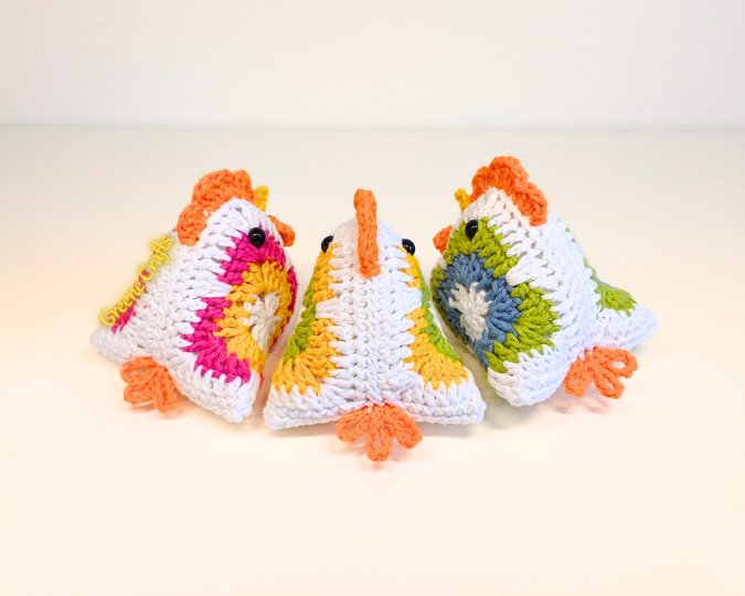Crochet Pattern Bundle: Granny Square Chicken, Easter Bunny Basket & Eggs