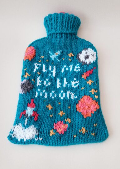 TeaCosyFolk's Fly Me to The Moon Hot Water Bottle Cover Knitting Pattern