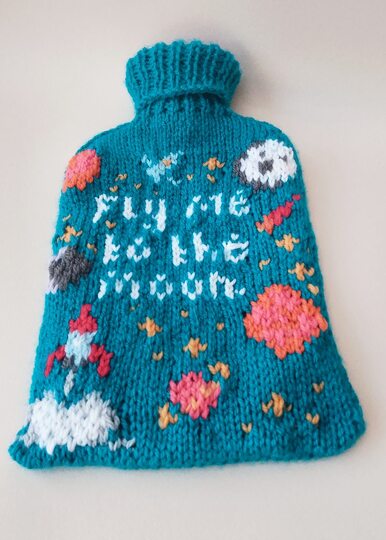 TeaCosyFolk's Fly Me to The Moon Hot Water Bottle Cover Knitting Pattern