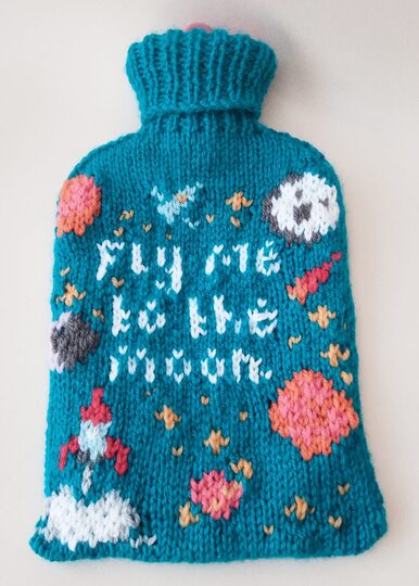 TeaCosyFolk's Fly Me to The Moon Hot Water Bottle Cover Knitting Pattern
