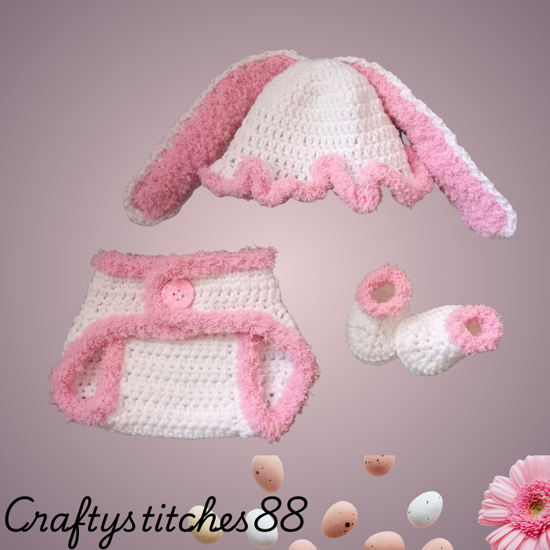 Newborn Bunny Easter Crochet Pattern Set, 3 Month Baby Diaper Outfit Patter - Image 6