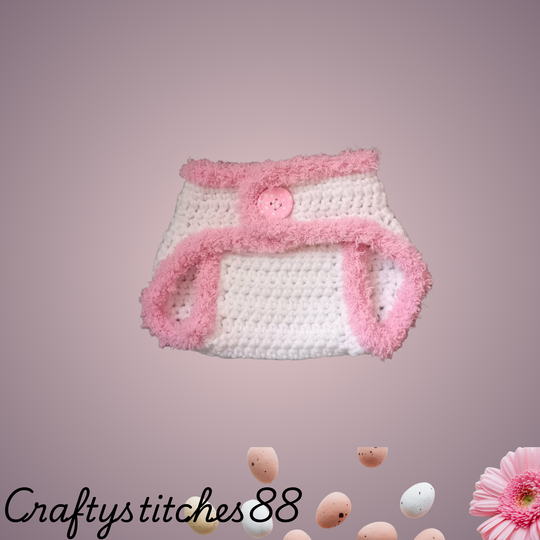 Newborn Bunny Easter Crochet Pattern Set, 3 Month Baby Diaper Outfit Patter