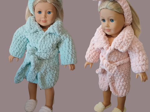 Doll Robe Spa Set Crochet Pattern – Spa Bathrobe Outfit For 18Inch Dolls