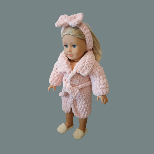 Doll Robe Spa Set Crochet Pattern – Spa Bathrobe Outfit For 18Inch Dolls