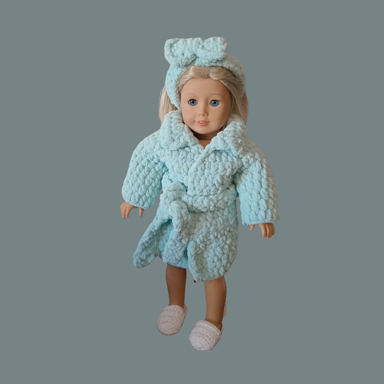 Doll Robe Spa Set Crochet Pattern – Spa Bathrobe Outfit For 18Inch Dolls