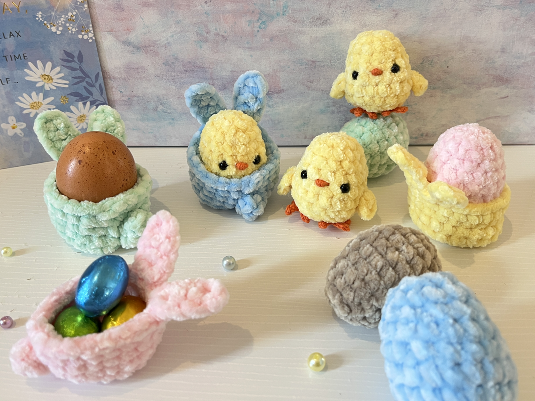 Easter Amigurumi Set – Chick, Egg & Bunny Egg Cup Crochet Patterns