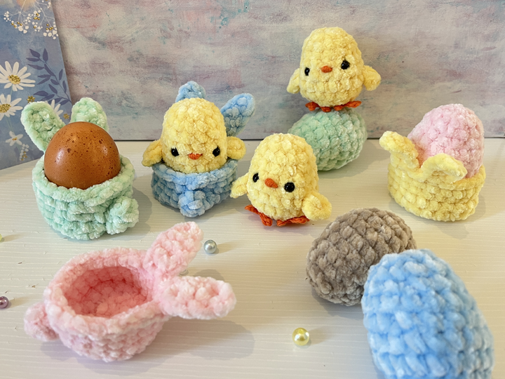 Easter Amigurumi Set – Chick, Egg & Bunny Egg Cup Crochet Patterns