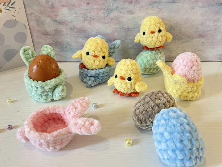 Oster Häkelset – Hasen-Eierbecher, Küken & Osterei | Amigurumi Häkelanleitu