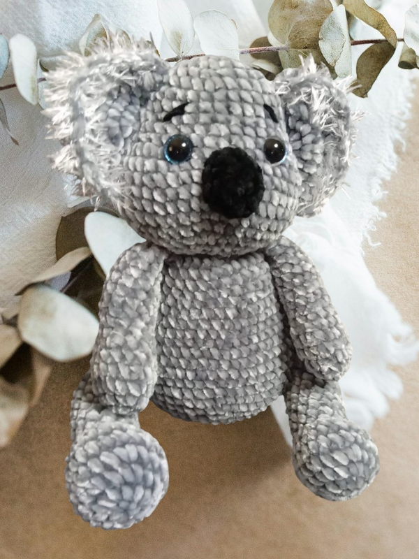 Crochet Pattern Fluffy Koala Plushie - Low Sew Chenille Amigurumi - Image 2