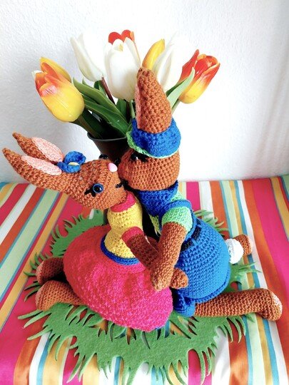 „Ellis Hasen Pärchen“   PDF Häkelanleitung mit vielen Bildern