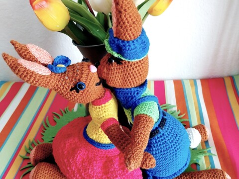 „Ellis Hasen Pärchen“   PDF Häkelanleitung mit vielen Bildern