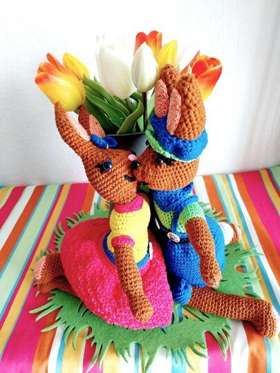 „Ellis Hasen Pärchen“   PDF Häkelanleitung mit vielen Bildern