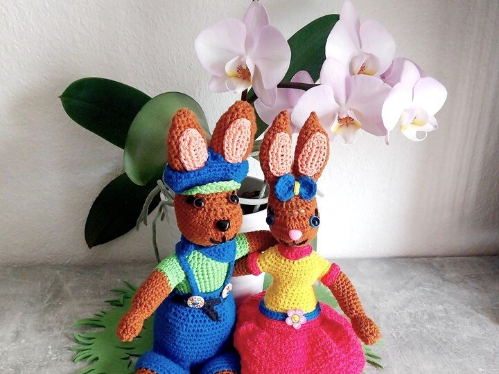 „Ellis Hasen Pärchen“   PDF Häkelanleitung mit vielen Bildern