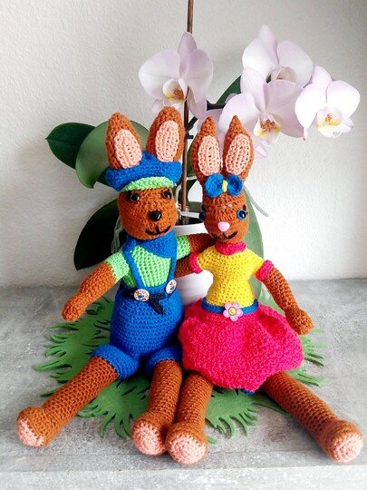 „Ellis Hasen Pärchen“   PDF Häkelanleitung mit vielen Bildern