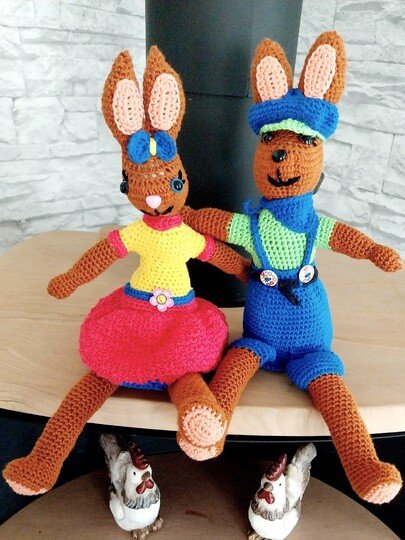 „Ellis Hasen Pärchen“   PDF Häkelanleitung mit vielen Bildern